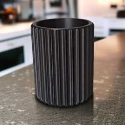 Ribbed Pen Holder With Fine Surface Texture - Modern Minimalist Desk Organiser - thumbnail 3