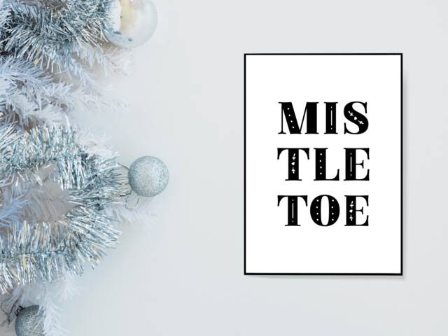 Mistletoe - Christmas Festive Fall Holidays - Wall Print Gift Bespoke Poster A5 A4 A3 Framed - image 1