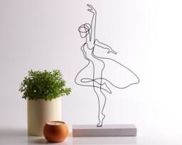 Handmade Wire Ballerina Sculpture Minimalist Metal Art Decor - thumbnail 1