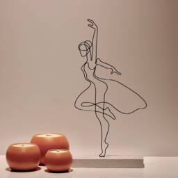 Handmade Wire Ballerina Sculpture Minimalist Metal Art Decor - thumbnail 2