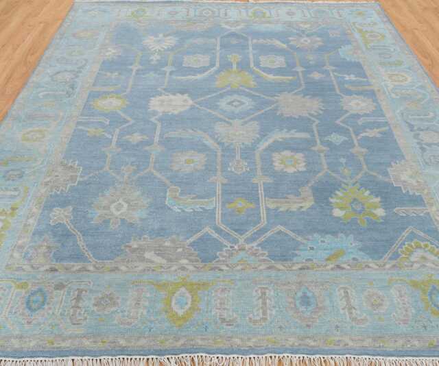 Handwoven Wool Oushak Rug, Light Blue Green Ivory, Custom Area Rug Ar_3671 - image 1