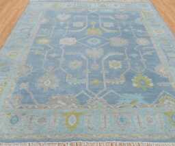 Handwoven Wool Oushak Rug, Light Blue Green Ivory, Custom Area Rug Ar_3671 - thumbnail 1