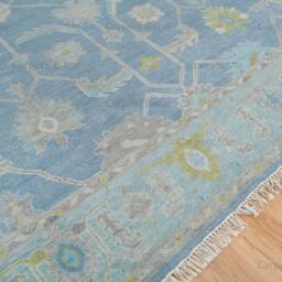 Handwoven Wool Oushak Rug, Light Blue Green Ivory, Custom Area Rug Ar_3671 - thumbnail 3