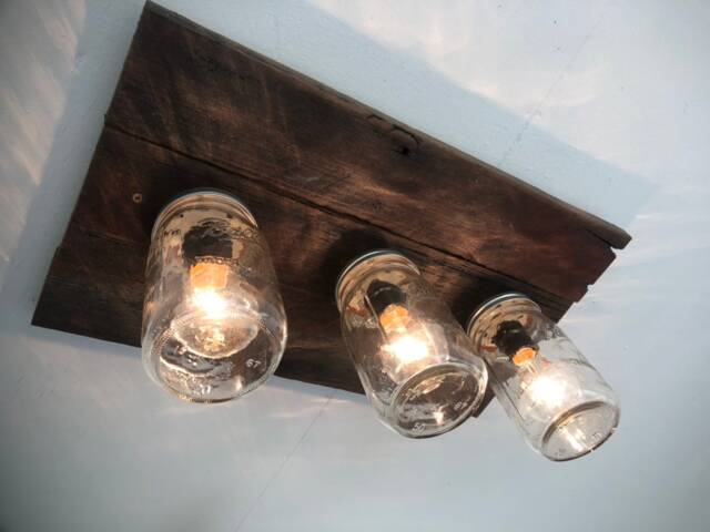 The Amigos Mason Jar Rustic Country Barnwood Light Chandelier - image 1