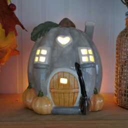 Ceramic Pumpkin House Tea Light Holder, Autumn Decor, Candle Ornament, Decoration - thumbnail 3