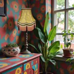 Gold Paisley Fabric Lampshade Handmade in The UK For Table & Floor Standard Lamp Shades, Ceiling Lights, Clip On Wall Lights - thumbnail 2
