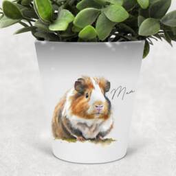 Watercolour Guinea Pig Plant Pot - Personalised Makeup Brush Holder Or Pen Pot, Custom Name Gift For Lovers, Memorial Gift - thumbnail 3