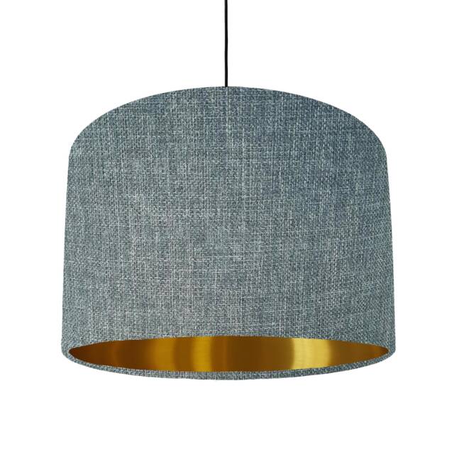 Textured Duck Egg Blue Lampshade With Gold Lining - image 1