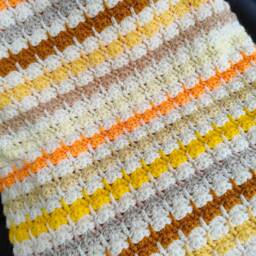 Crochet Blanket Large Throw, Pastel Spring Colour Stripe Hand Crafted Blanket, New Home Gift, Autumn Coloured - thumbnail 2