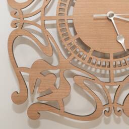 Handmade Wooden Silent Art Deco Wall Clock Up To 90cm in Oak, Cherry Or Walnut - Silver Gold Hands - thumbnail 4
