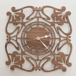Handmade Wooden Silent Art Deco Wall Clock Up To 90cm in Oak, Cherry Or Walnut - Silver Gold Hands - thumbnail 3