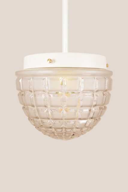 Pavlina Vintage Pendant Light Handcrafted Glass Lamp Textured Retro Ceiling Fixture Yugoslavia Gold Brass - image 1