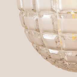 Pavlina Vintage Pendant Light Handcrafted Glass Lamp Textured Retro Ceiling Fixture Yugoslavia Gold Brass - thumbnail 2