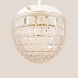 Pavlina Vintage Pendant Light Handcrafted Glass Lamp Textured Retro Ceiling Fixture Yugoslavia Gold Brass - thumbnail 3