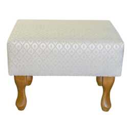 Woburn Trellis Beige Footstool - Elegant Accent Stool Handmade in Britain - thumbnail 2
