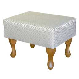 Woburn Trellis Beige Footstool - Elegant Accent Stool Handmade in Britain