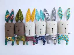 Linen & Cotton Bunny Rattle Toy, Rabbit Stuffed Newborn Sensory Gift