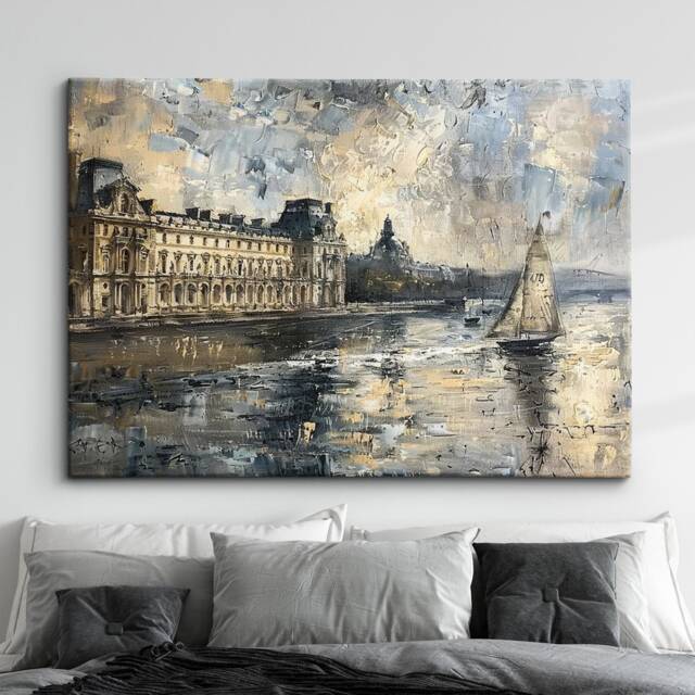 Paris France Landscape Cityscape Landmark Oil Painting Watercolor Wall Art, Framed Canvas Poster Print, Home/Office Room Decor, Gifts - image 1