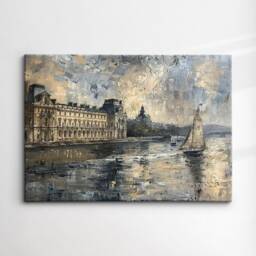 Paris France Landscape Cityscape Landmark Oil Painting Watercolor Wall Art, Framed Canvas Poster Print, Home/Office Room Decor, Gifts - thumbnail 3