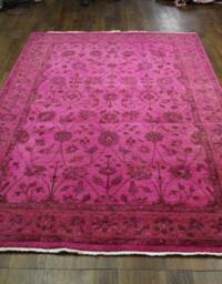 Fuchsia Hot Pink 6x9 Overdyed Floral Vine Rug 2783 - thumbnail 2