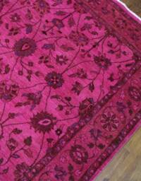 Fuchsia Hot Pink 6x9 Overdyed Floral Vine Rug 2783 - thumbnail 3