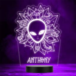 Alien Head Outer Space Elements Personalised Gift Colour Change Led Night Light - thumbnail 1