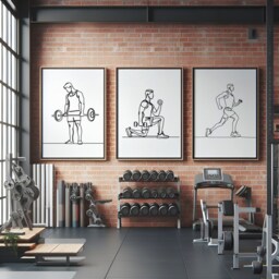 Home Gym Wall Art - 3 Posters - Line Drawing Design Fitness Man Poster Athlete Decor Gymnasium Prints Gift - thumbnail 2