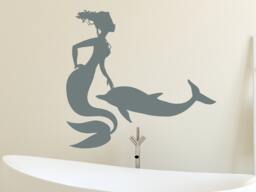 Mermaid Wall Decals - Sea Ocean Dolphin Decal Nautical Vinyl Sticker Animal Bathroom Nursery Home Decor Art Water Nature Ms699