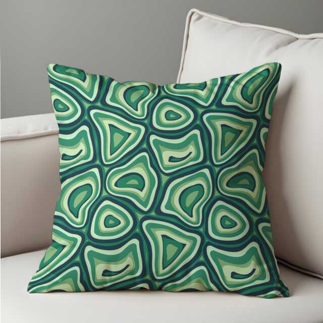 Retro Psychedelic Cushion Cover, Green Trippy Abstract Pattern Pillow Case, Funky Living Room & Bedroom Decoration, Eclectic Home Decor - image 1