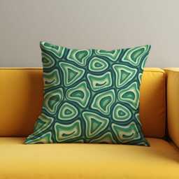 Retro Psychedelic Cushion Cover, Green Trippy Abstract Pattern Pillow Case, Funky Living Room & Bedroom Decoration, Eclectic Home Decor - thumbnail 4