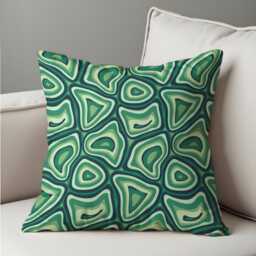 Retro Psychedelic Cushion Cover, Green Trippy Abstract Pattern Pillow Case, Funky Living Room & Bedroom Decoration, Eclectic Home Decor - thumbnail 1