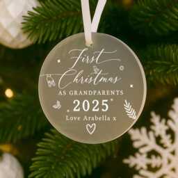 Personalised Babys 1st Christmas As Nanny & Grandad, Bauble, New Baby Gift, First Bauble - thumbnail 2
