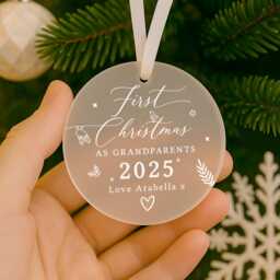 Personalised Babys 1st Christmas As Nanny & Grandad, Bauble, New Baby Gift, First Bauble - thumbnail 3