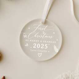 Personalised Babys 1st Christmas As Nanny & Grandad, Bauble, New Baby Gift, First Bauble - thumbnail 4
