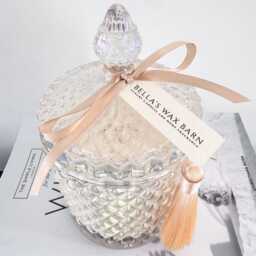 Luxury Coco Soy Candle 550G - Large Pearlised Geometric Glass Designer Home Fragrance Gift 70 Scents Available - thumbnail 2