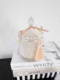 Luxury Coco Soy Candle 550G - Large Pearlised Geometric Glass Designer Home Fragrance Gift 70 Scents Available - thumbnail 1