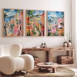 Set Of 3 Puerto Rico Travel Posters, Tropical Floral Prints, Caribbean Wall Art, Decor, Prints - thumbnail 3