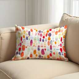 Colorful Watercolor Cushion Cover, Rainbow Dot Abstract Throw Pillow Modern Art Home Decor, Playful Sofa Accent - thumbnail 3