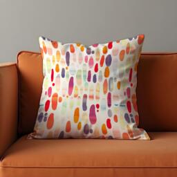 Colorful Watercolor Cushion Cover, Rainbow Dot Abstract Throw Pillow Modern Art Home Decor, Playful Sofa Accent - thumbnail 1