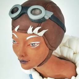 Polymer Clay Figure Sculpture Bust Art Doll Ooak Fantasy Creature Aviator Elemental Pop Surrealism Character Low Brow - thumbnail 2