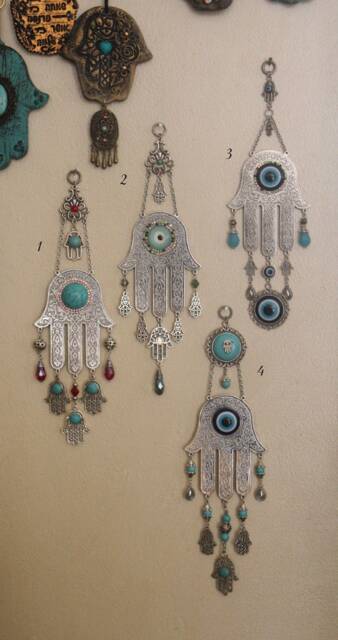 Hamsa Evil Eye Wall Hanging Turquoise Metal Home Decor - image 1