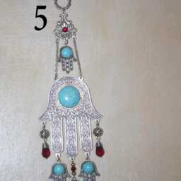 Hamsa Evil Eye Wall Hanging Turquoise Metal Home Decor - thumbnail 2
