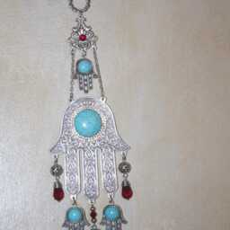 Hamsa Evil Eye Wall Hanging Turquoise Metal Home Decor - thumbnail 4