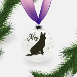 German Shepherd Alsatian Dog Personalised Ornament - Custom Glass Christmas Bauble - thumbnail 2