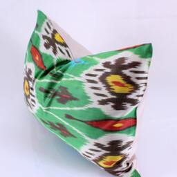 Ikat Silk Velvet Pillow 16x24 - Handmade Boho Cushion Cover Turkish Home Decor Accent - thumbnail 3