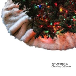 Faux Fur Christmas Tree Skirt - Shaggy Arctic Wolf, Handmade in Usa