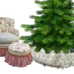 Faux Fur Christmas Tree Skirt - Shaggy Arctic Wolf, Handmade in Usa - thumbnail 4
