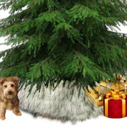 Faux Fur Christmas Tree Skirt - Shaggy Arctic Wolf, Handmade in Usa - thumbnail 3
