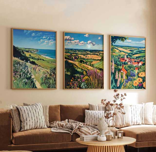 Set Of 3 North Yorkshire Posters, England Travel Prints, Countryside Wall Art Set, Scenic UK Nature Landscape Prints - image 1