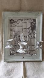 Frame & Patina Candle Holder White Grey Gunmetal Rifle